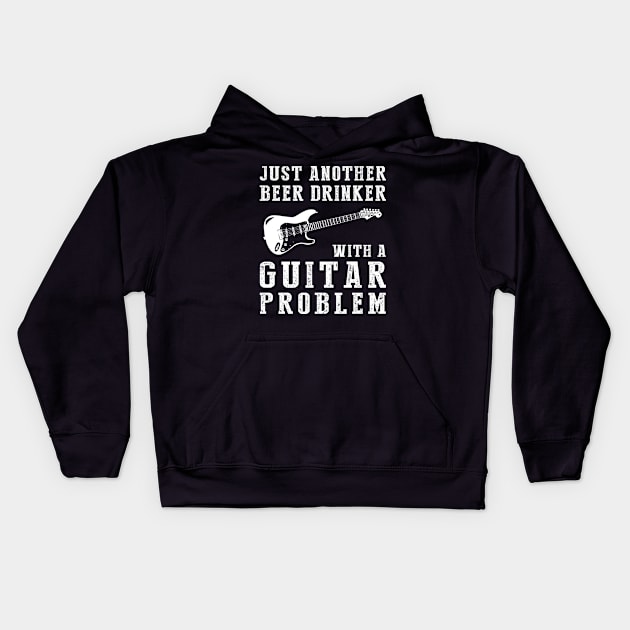 Strings & Sips: Just Another Beer Drinker with a Guitar Problem! Kids Hoodie by MKGift